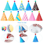 Party Decorations Kit 11pcs Birthday Hats with Pom Poms 20pcs Party Blowouts 6pcs Paper Flower Balls