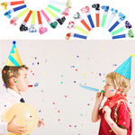 Party Decorations Kit 11pcs Birthday Hats with Pom Poms 20pcs Party Blowouts 6pcs Paper Flower Balls