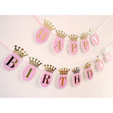 Glitter Happy Birthday Banner Glitter Poms Poms Balloons Paper Party Decorations