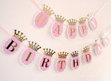 Glitter Happy Birthday Banner Glitter Poms Poms Balloons Paper Party Decorations