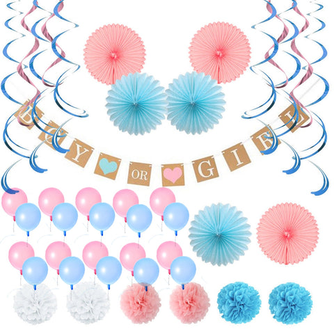 Colorful Girl or Boy Party Decoration Kit Baby Shower Gender Reveal Party