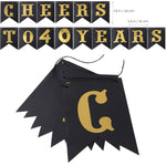 Tissue Flowers Pom Poms Paper Garland Banner Balloons Kit for 40th Birthday Party Decoration