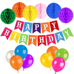 Tissue Paper Flowers Pom Poms Paper Garland Balloons Kit for Birthday Wedding Party Decoration