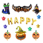 Happy Halloween Aluminum Foil Balloons Set Pumpkin Witch Bat Balloons Kit Festival Decor