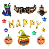 Happy Halloween Aluminum Foil Balloons Set Pumpkin Witch Bat Balloons Kit Festival Decor
