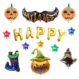 Happy Halloween Aluminum Foil Balloons Set Pumpkin Witch Bat Balloons Kit Festival Decor
