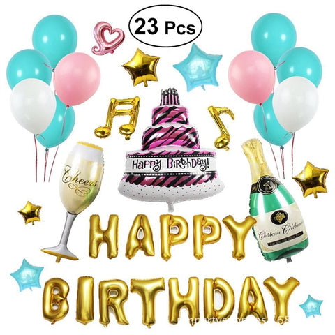 HAPPY BIRTHDAY Alphabet Balloons Aluminum Foil Banner Balloons Kit for Birthday Party Decorations
