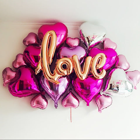 Foil Love Balloons Kit Wedding Decoration Engagement Party Wedding Centerpieces Bachelorette Party Bridal