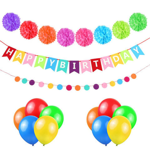 Esonmus Colorful Birthday Party Decoration Supplies Kit Happy Birthday Banner