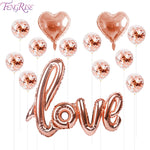 Rose Gold Love Balloons Kit Foil Heart Balloons Valentines Day Decor Balons Party Baloons Decor