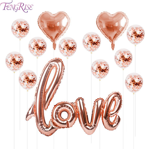 Rose Gold Love Balloons Kit Foil Heart Balloons Valentines Day Decor Balons Party Baloons Decor