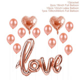 Rose Gold Love Balloons Kit Foil Heart Balloons Valentines Day Decor Balons Party Baloons Decor