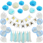 Happy Birthday Party Decorations Kit Inflatable Balloon Tassel Happy Birthday Banner Paper Pom Poms Flower Party Supplies