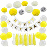 Happy Birthday Party Decorations Kit Inflatable Balloon Tassel Happy Birthday Banner Paper Pom Poms Flower Party Supplies