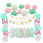 Happy Birthday Party Decorations Kit Inflatable Balloon Tassel Happy Birthday Banner Paper Pom Poms Flower Party Supplies