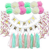 Happy Birthday Party Decorations Kit Inflatable Balloon Tassel Happy Birthday Banner Paper Pom Poms Flower Party Supplies