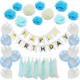 Happy Birthday Party Decorations Kit Inflatable Balloon Tassel Happy Birthday Banner Paper Pom Poms Flower Party Supplies