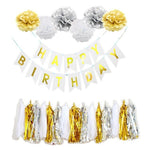Happy Birthday Banner Tissue Party Decorations Balloon Kit Paper Flowers Hanging Swirl Party Supplies