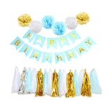 Happy Birthday Banner Tissue Party Decorations Balloon Kit Paper Flowers Hanging Swirl Party Supplies