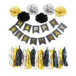 Happy Birthday Banner Tissue Party Decorations Balloon Kit Paper Flowers Hanging Swirl Party Supplies