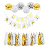 Happy Birthday Banner Tissue Party Decorations Balloon Kit Paper Flowers Hanging Swirl Party Supplies